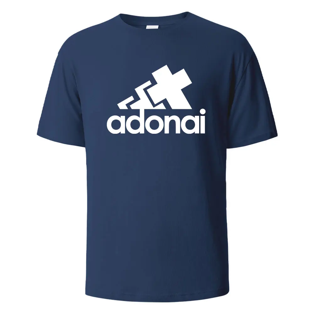 Adonai-قمصان مطبوعة مضحكة للرجال ، قطن ، تنفس ، قمم مريحة ، بأكمام قصيرة ، رقبة دائرية ، ملابس أساسية ، الصيف