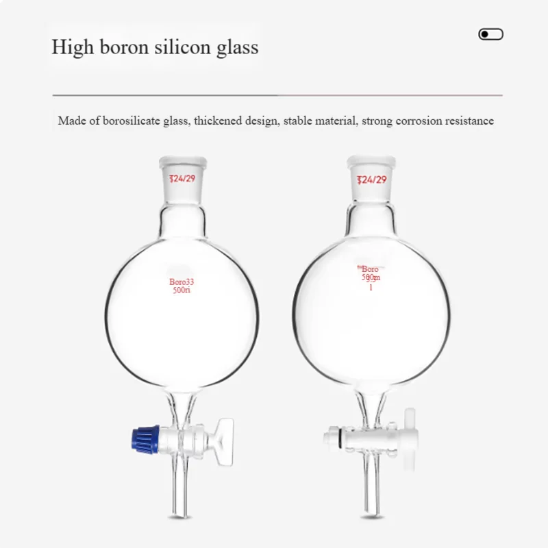 Spherical separatory funnel PTFE piston high boron glass spherical funnel 1000/3000/5000/10000ml