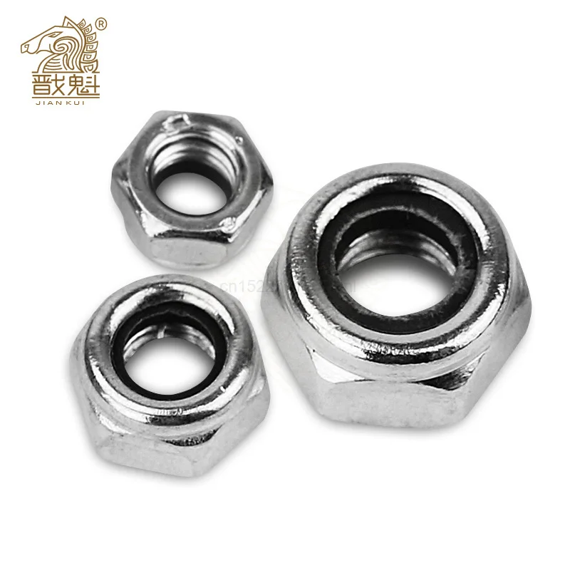 50X M2 M2.5 M3 M4 M5 M6 304 Stainless Steel Carbon Steel Black Zinc-plated Hex Nylon Insert Lock Nut Self-locking Nylock Locknut