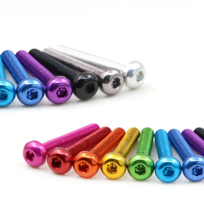 2pcs M5 M6 Colorful Anodized Aluminum Hex Socket Button Head Cap Screw Length 6mm~40mm Button Head Allen Bolt