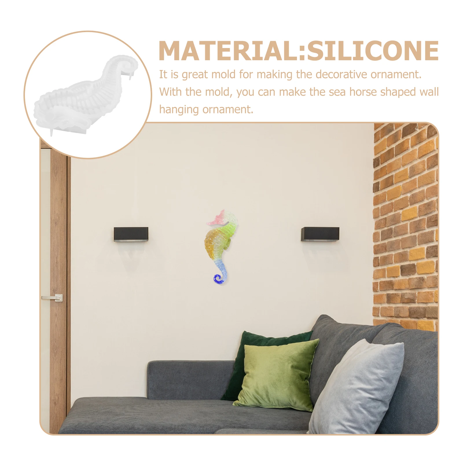 

Flexible Sea Horse Shaped Silicone For Crafts Epoxy Casting Wall Decor Ornament Reusable Durable Easy Demolding Diy Silicone