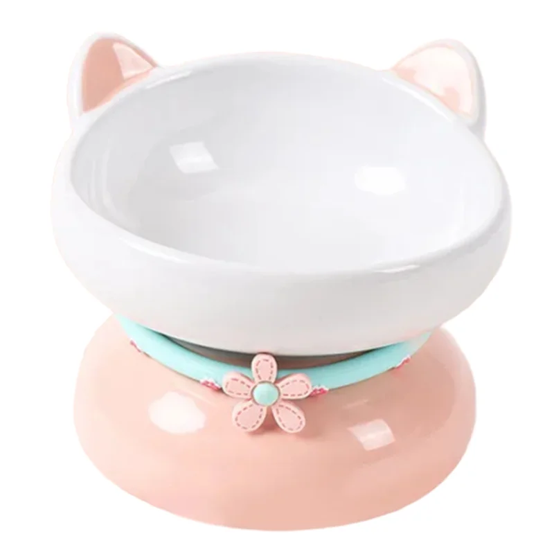 

A88E-Elevated Tilted Cat Bowl Pet Bowls For Small Dogs Raised Cats Water Food Bowls Feeding Bowl Feeder