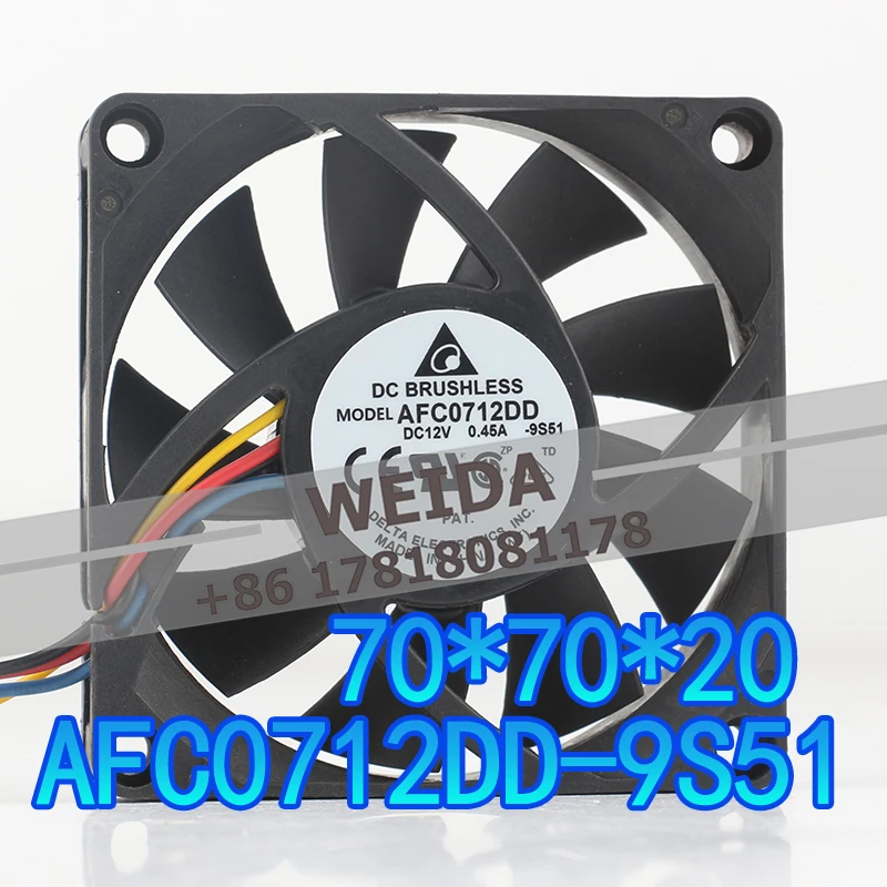 

7CM Cooling Fan Delta 12V 0.45A AC EC 7020 High air Volume Dual Ball Temperature Control AFC0712DD-9S51