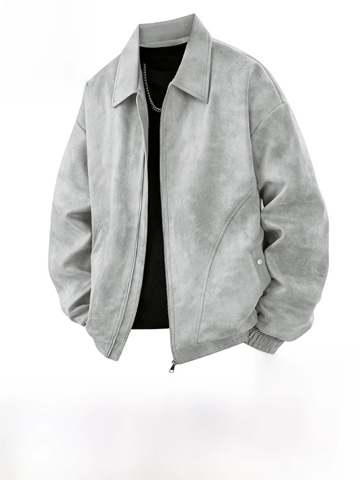 

Jeanswest Casual Loose Men's Leather Jaet Zipper Design Polyester Fiber Long Sve Faionable Autumn Winter Coat