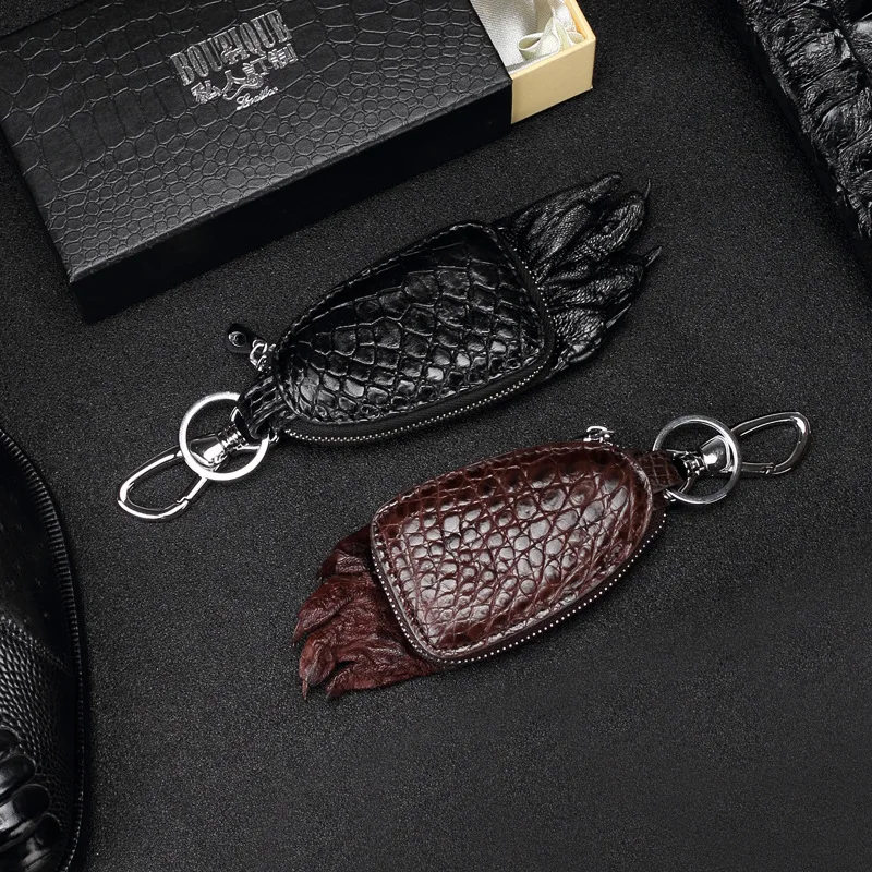 Porte-clés en cuir véritable de Crocodile pour hommes et femmes, sac à clés de voiture, bibelots