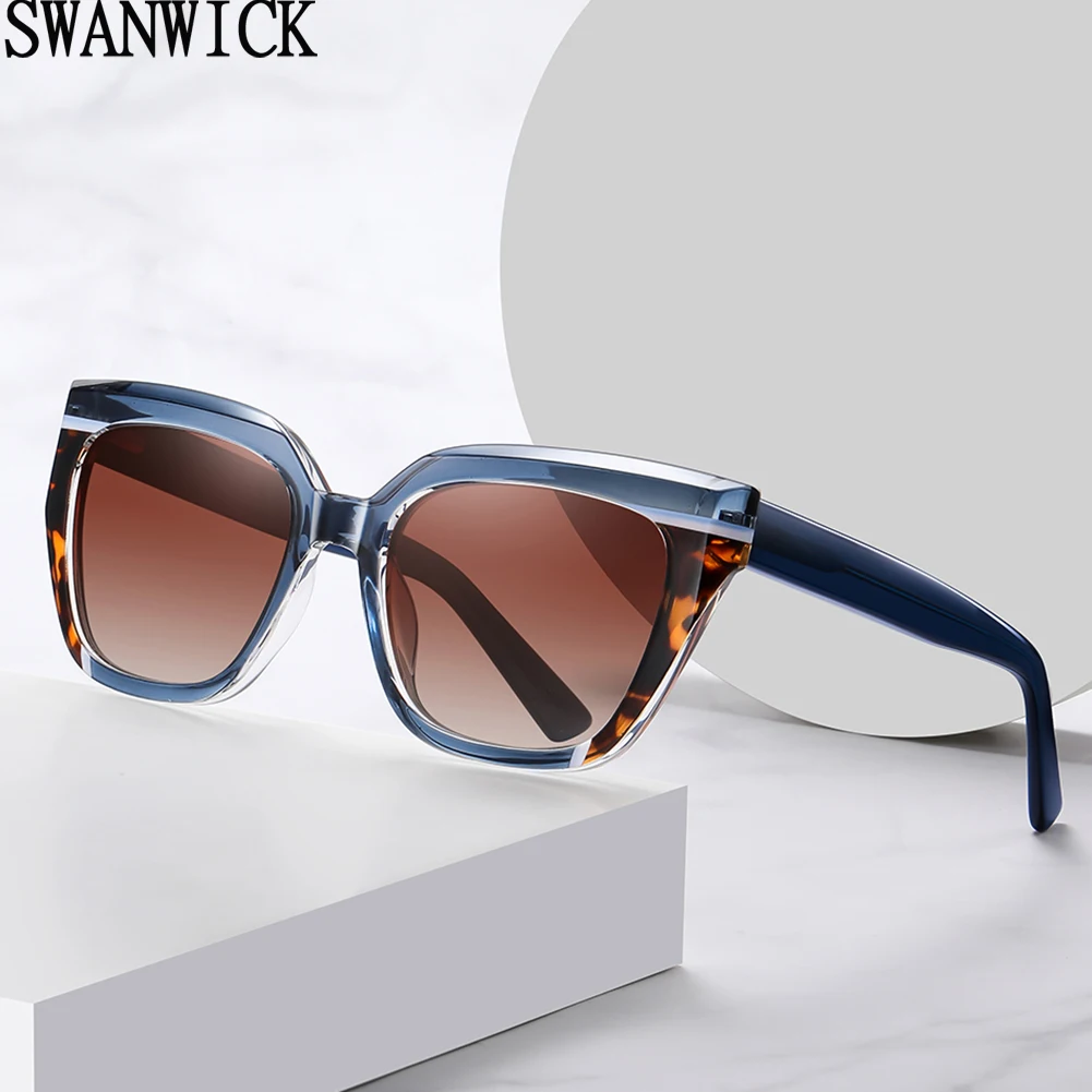 

Swanwick cat eye sunglasses retro women TR90 polarized sun glasses square female European style summer black green acetate 2024