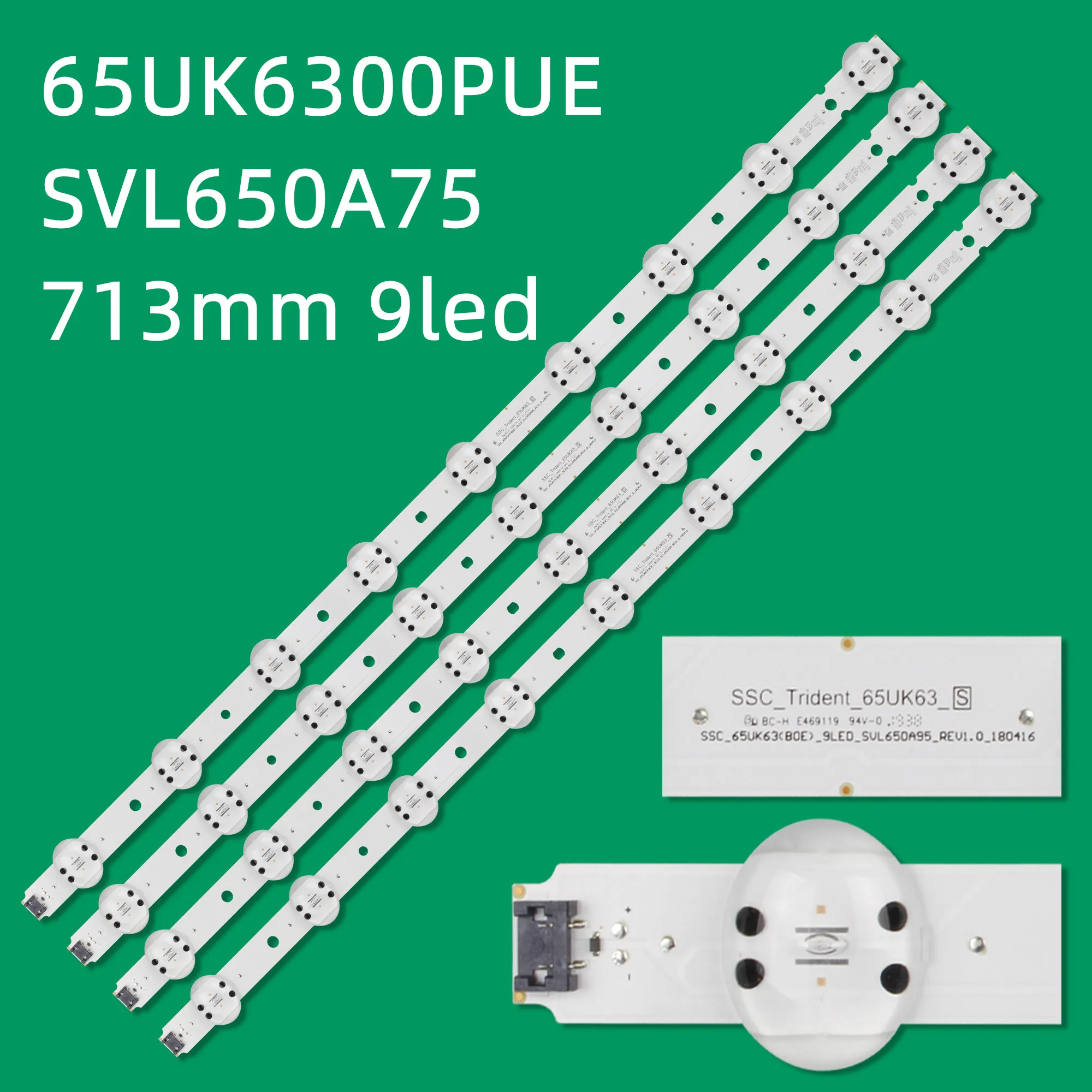 4 PCS LED Strip for 65UK6300 65UK6400 65UK6470PLC 65UK6400PLF 65UK6300PUE 65UK6350PSC SSC_65UK63_9LED_SVL650A95 EAV64013801