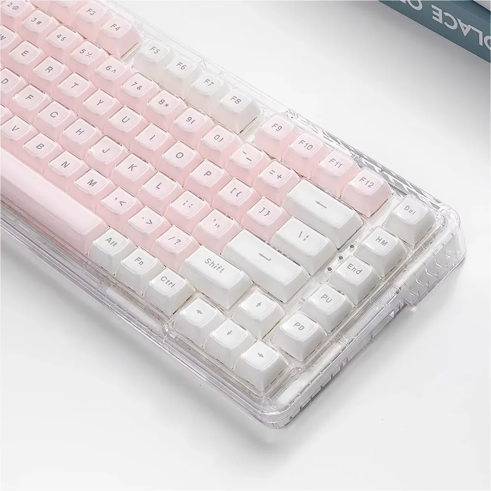 Crystal Jelly OEM Keycaps DIY 104 Keys Transparent Cute Pink for 60/80/87/98/104/108 Mechanical Keyboards