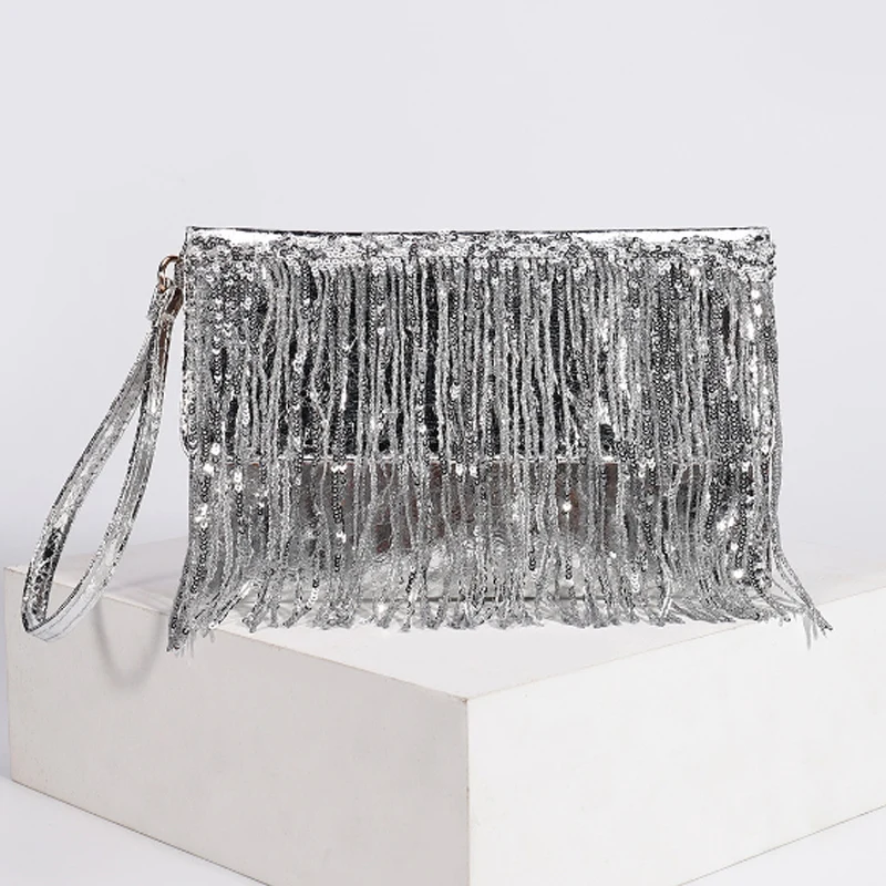 

Luxury Sequin Tassel Dinner Bag 2025 New Design Fashion Women's Bag High-Quality Woven Handbag Clutch Bag