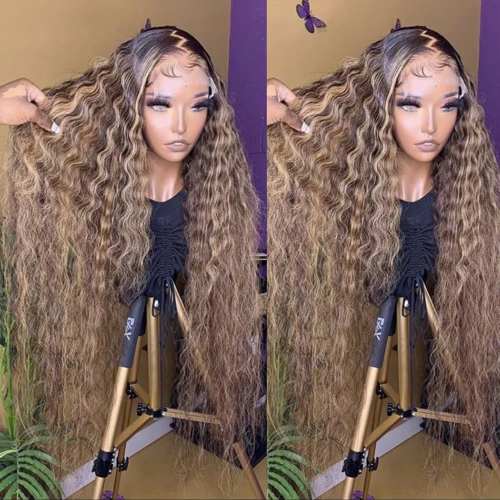 

250 High Density Deep Wave 5x5 Glueless Wig Highlight 13x4 13x6 HD Lace Frontal Water Wave Wig Brazilian Colored Hair P4/27 Curly Human Hair Wigs Wear and Go