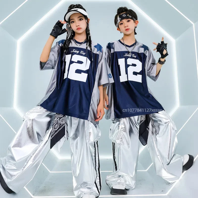 Street Dance Kinderkleidung Hip Hop Reflektierender Mädchentanz Street Explosion Set Cooles, hübsches Performance-Kleid für Kinder