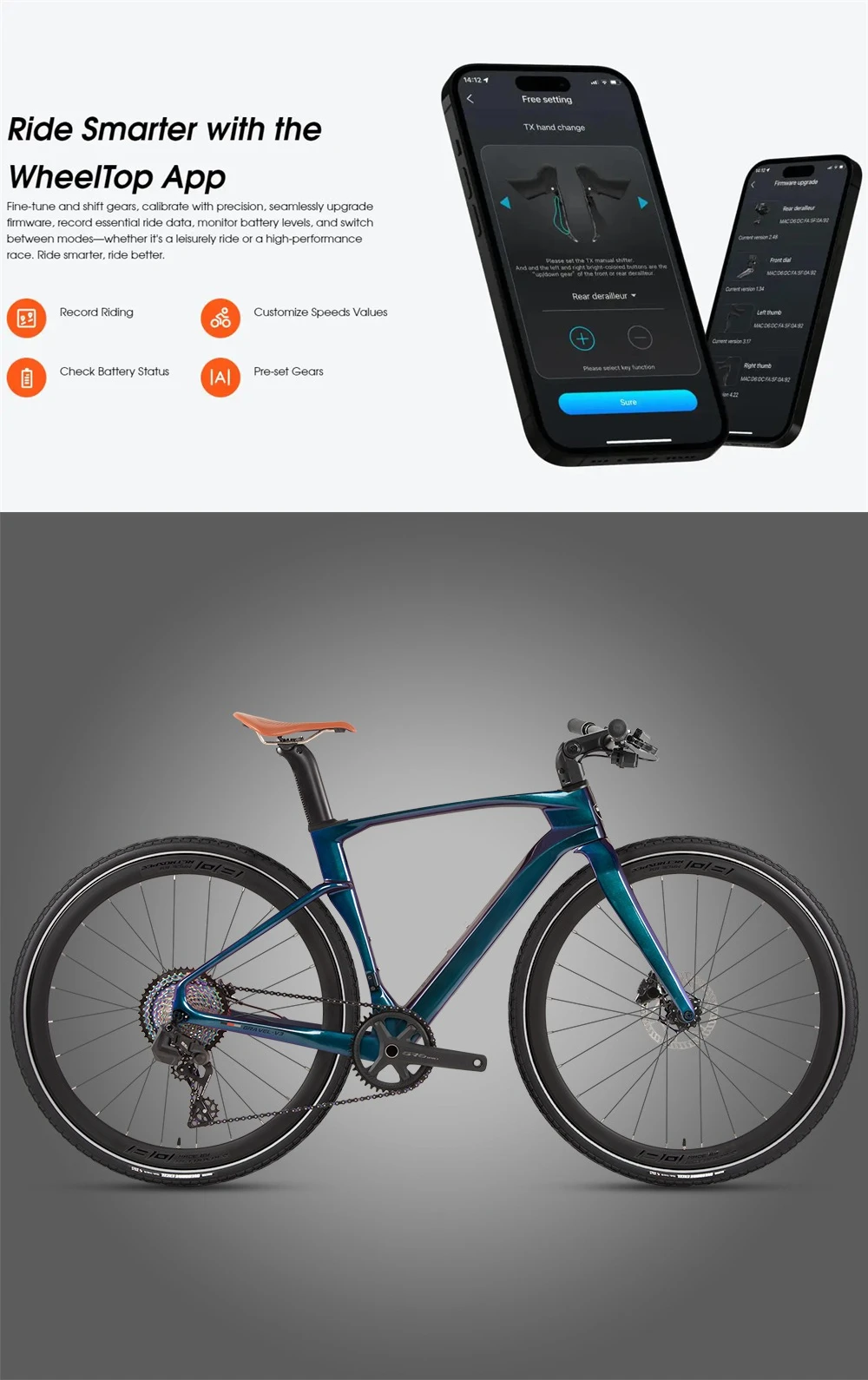 

TWITTER GRAVEL-V3 Electronic Variable Speed EDS/GEX-12/13S Flat Bar Carbon Fiber Road Bike Pure oil brakes bicicleta gravel bike