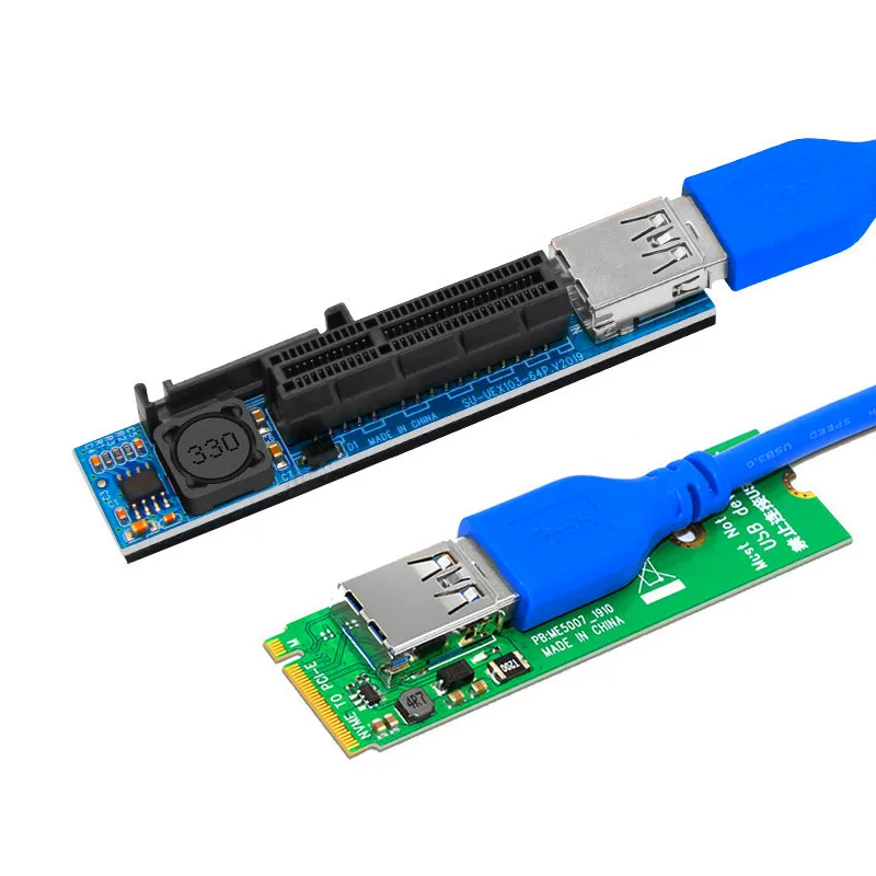 Raiser-Adaptador de puerto de extensión de tarjeta NVME M.2 a PCI-E X4, Conector de tarjetas gráficas, extensor PCIE con Cable USB 3,0 de 60cm