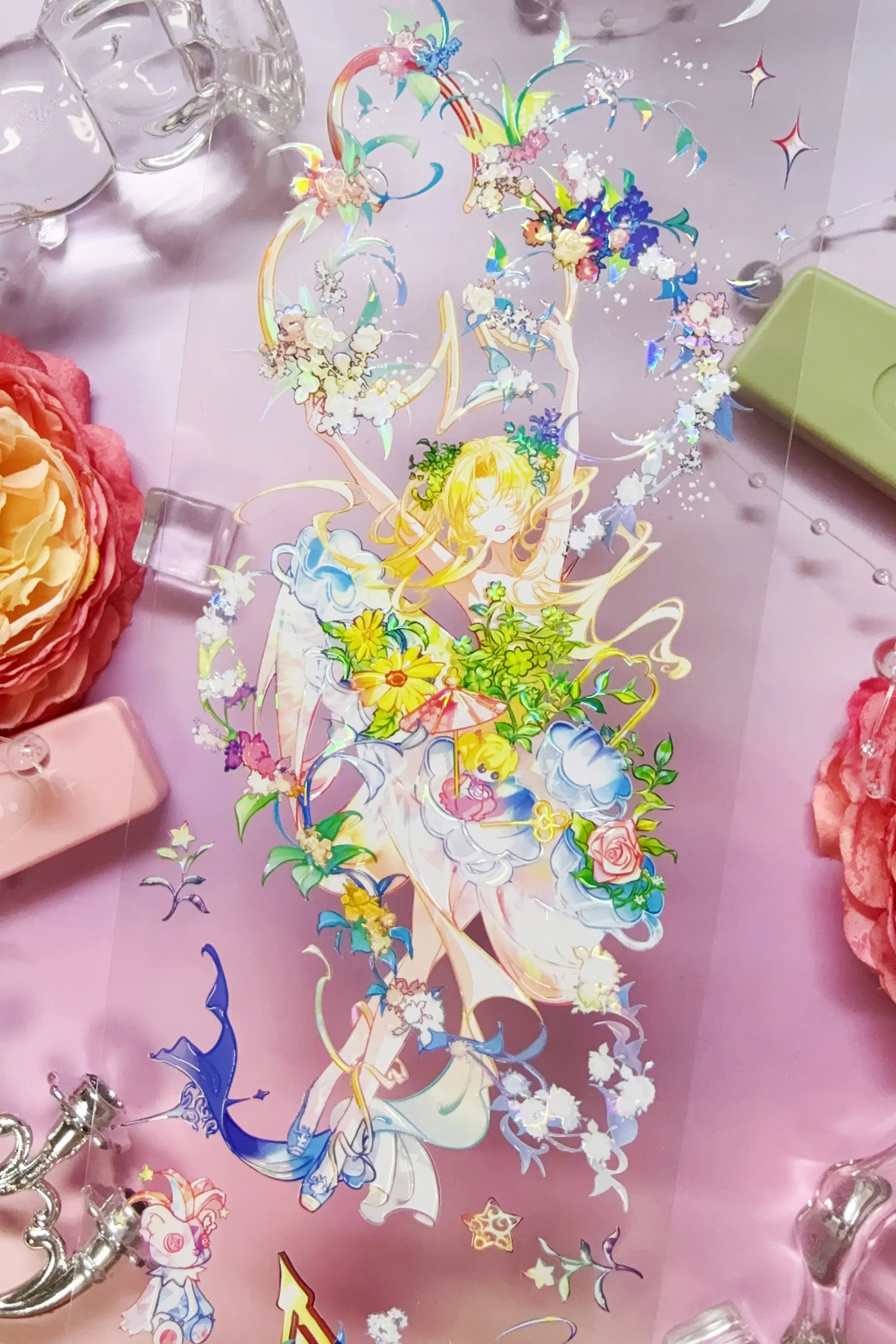 1 Loop 100CM Lovely Carnival Dacing Girl Shiny Shell PET Tapes DIY Decor Scrapbooking Journal Material Sticker Sample