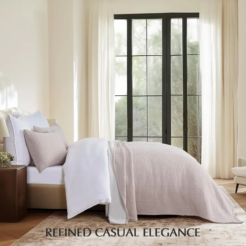 مفرش سرير من القطن الشاش، غطاء Matelassé فائق النعومة ومغسول مسبقًا، طقم سرير لحاف كينج كبير الحجم خفيف الوزن f