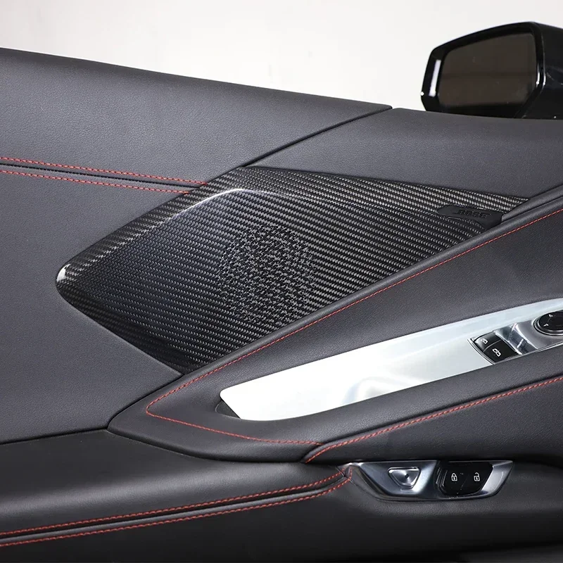 For Chevrolet Corvette C8 Z06 Z51 2020-2023 Real Carbon Fiber Interior Side Door Horn Frame Cover Trim Horn Cover Accessories