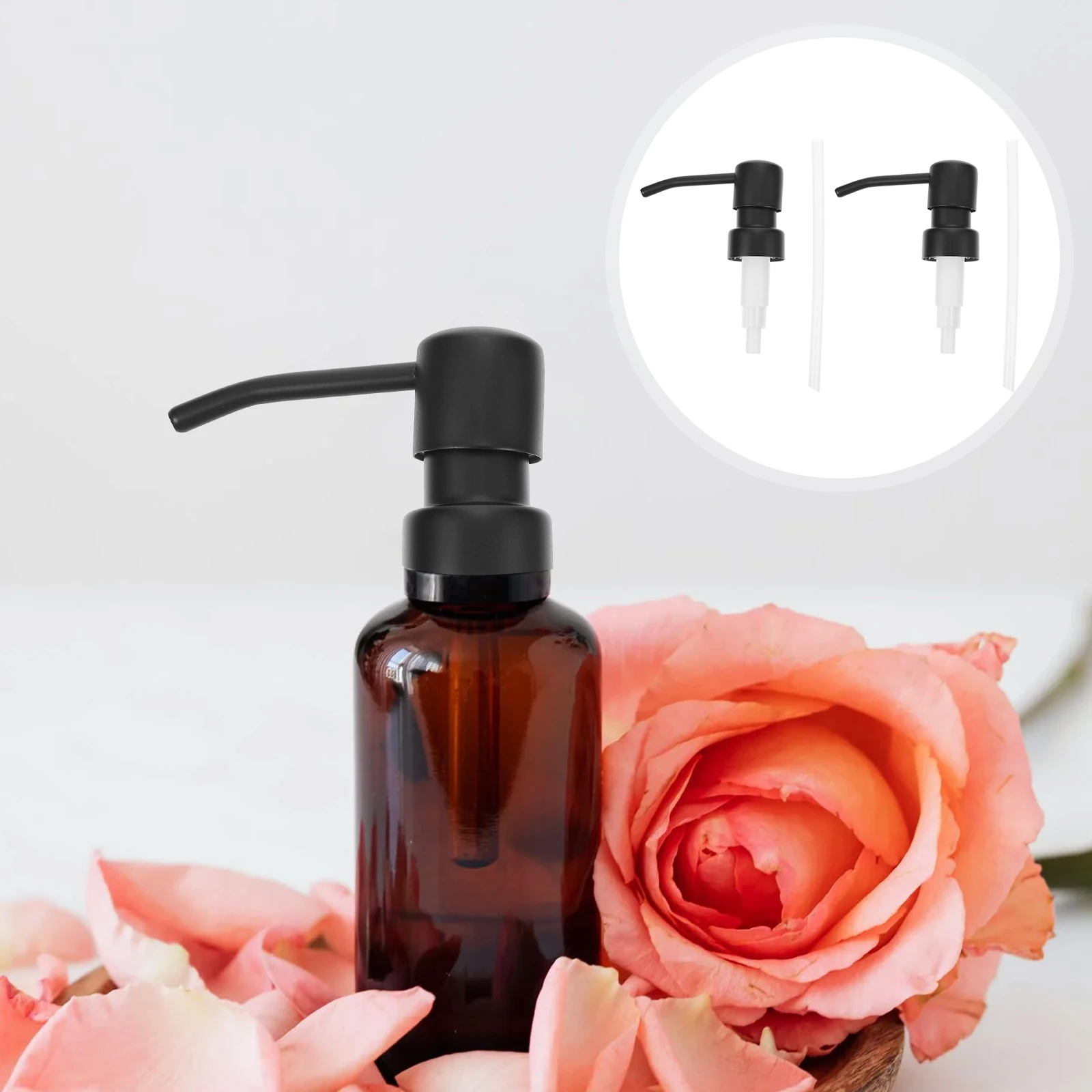 

Plating Pump Head Replacement Soap Dispenser Pumps Lotion Bottle Pump Toiletries Black Shampoo Bottles Stainless Steel Premium