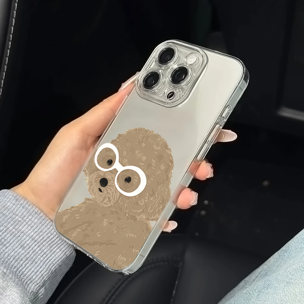 Glasses wearing puppy Silicone Phone Case for iPhone 17 16 15 14 13 12 11 Pro Xs Max Air Mini 7 8 6 6s Plus SE 2020 2022 Cover