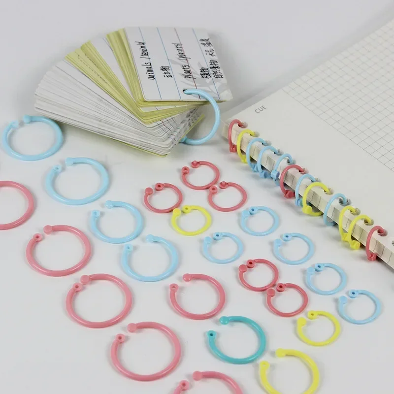 15mm 100pcs Plastic Binder Ring Open Loop Loose Paper Buckle Card Binding Plastic Rings for Notebook Loose-leaf Book Binding