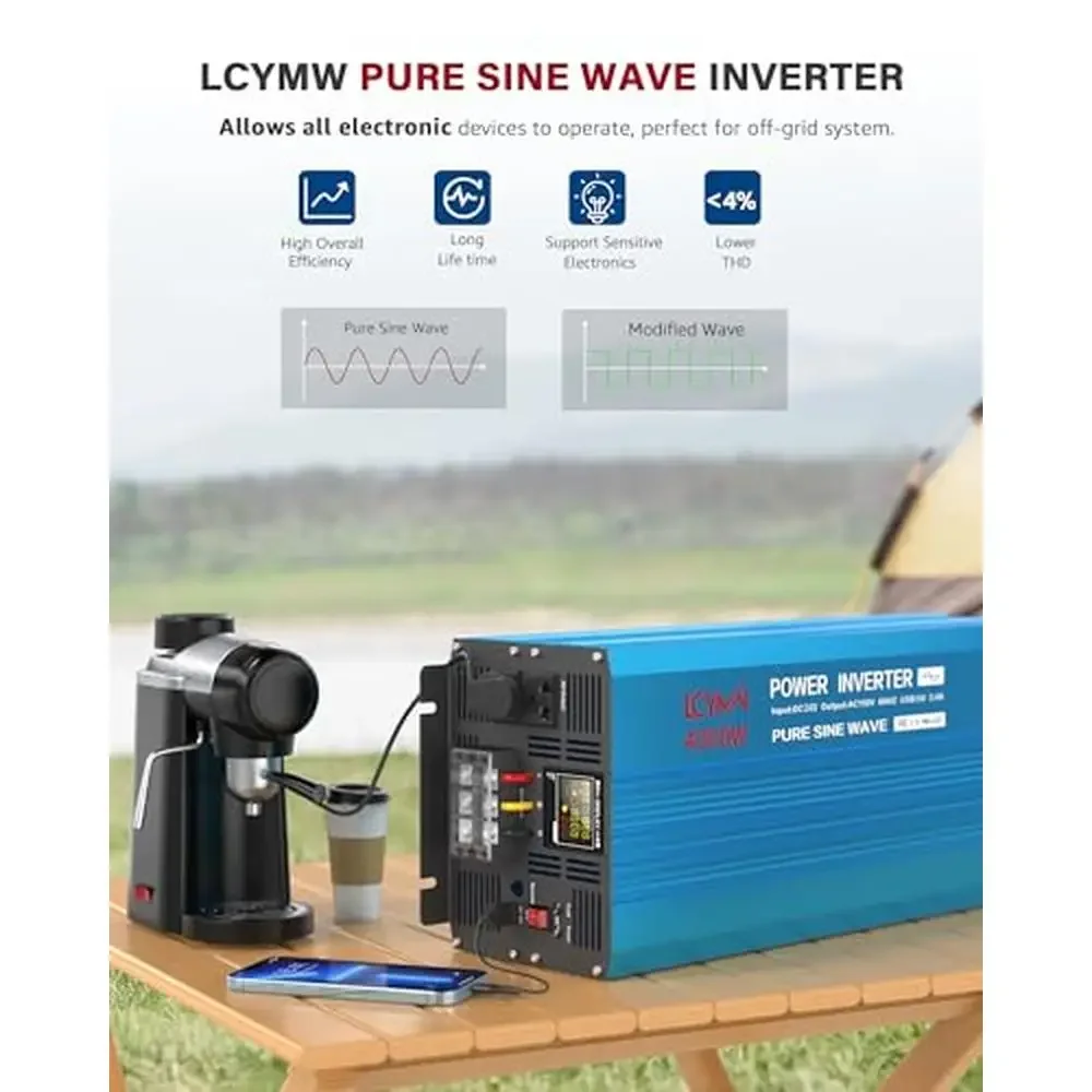 4000W Pure Sine Wave Power Inverter with LCD Display and Remote Control