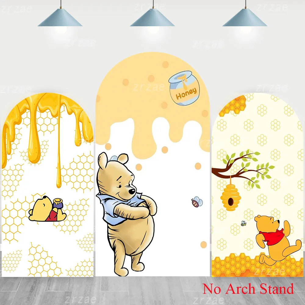Toile de fond Winnie l'ourson en forme d'arche, couvertures de dessins animés, décorations pour fête d'anniversaire d'enfants, fête prénatale, arrière-plans photo, accessoires de studio