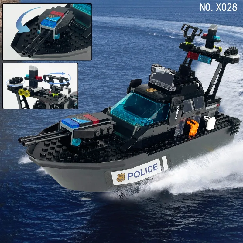 Five Kinds of Big Ships, Black Shark Special Police Ships,assembled Small Particles of Toy Accessories, Birthday Gifts,gift Day.