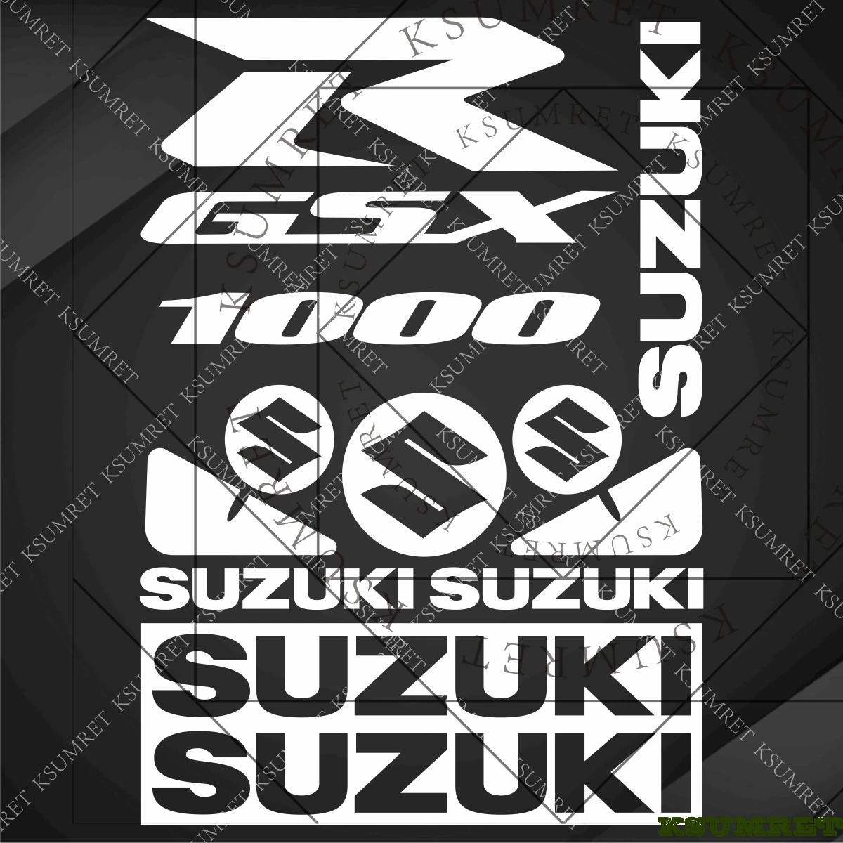 

Vinyl Suzuki GSXR 1000 Motorcycle Sticker Decal Logo Set Helmet Kit Emblem