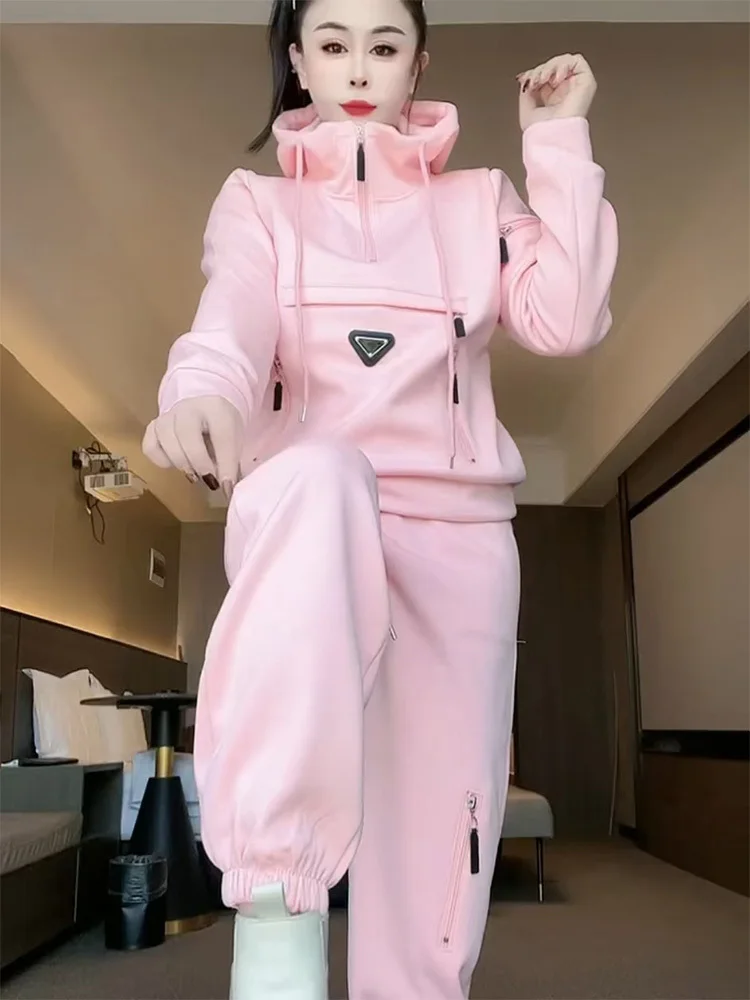 European casual sports suit women's 2025 spring autumn new fashion hooded sweatshirt and pants two-piece sets
