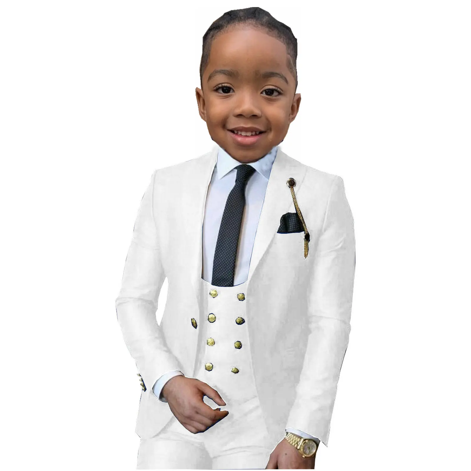 Boys Formal Suit Kids Wedding Birthday Party Dress Blazer Vest Pants 3pcs Child Tuxedo Prom Performance Costume