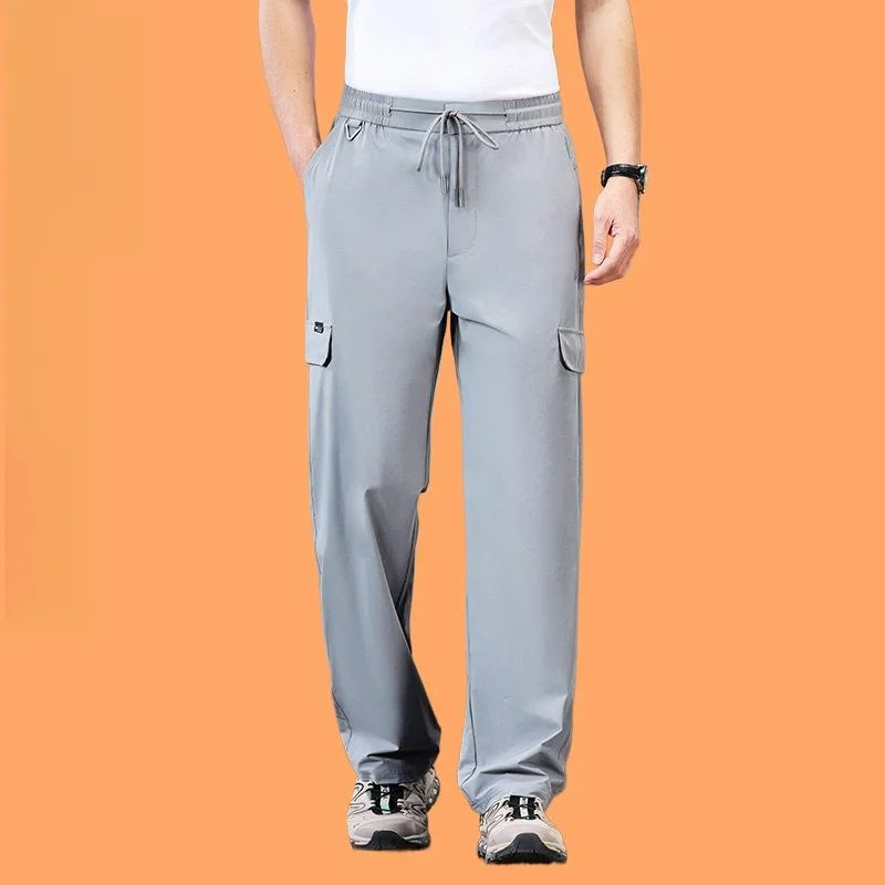 

Business Casual Loose Fit Ice Silk Straight Leg Outdoor Workwear Trousers for Middle-Aged Men Summer Sun Protection Multi-...