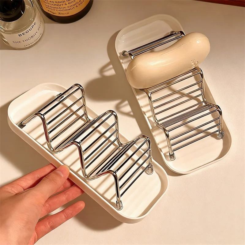 304 Stainless Steel Reversible Soap Holder Soap Organizer With Removable Drip Tray Kitchen Bathroom Multi Soap Bar Storage Rack