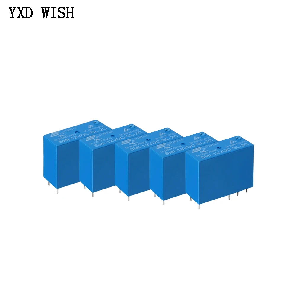 5pcs Power Relays SMI-05VDC-SL-2C SMI-12VDC-SL-2C SMI-24VDC-SL-2C DC 5V 12V 24V 5A 250VAC/30VDC 8PINS A Group of Normally Open