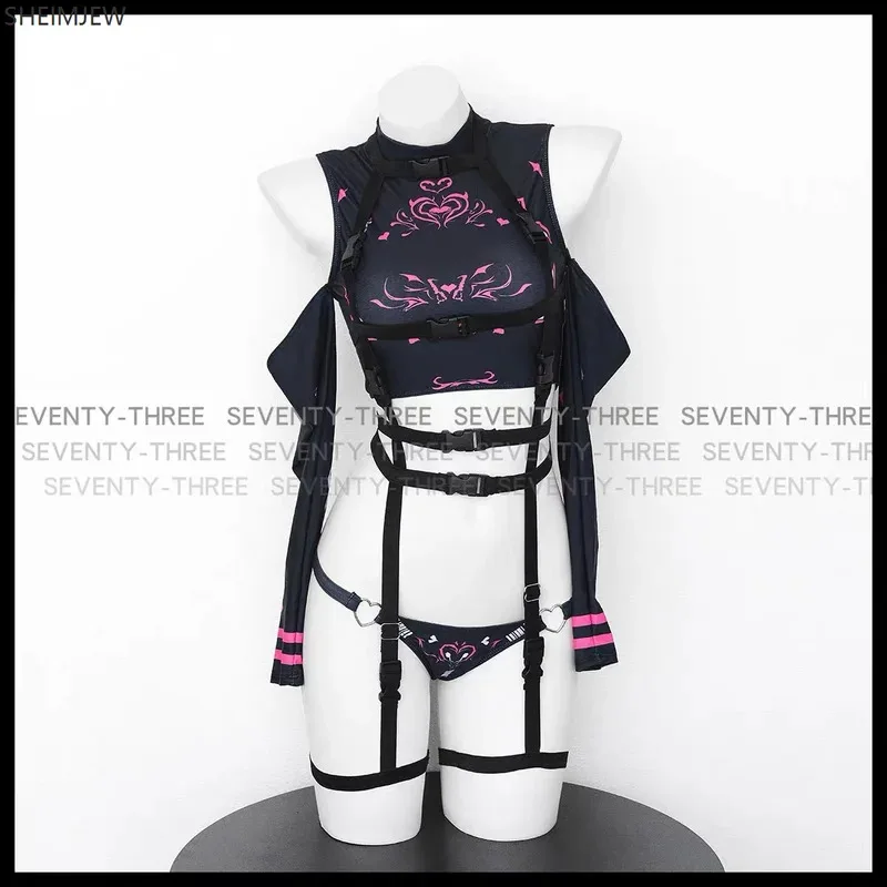 L2025l هالوين مثير الشيطان الصغير سايبر ميكا كول المرأة لعب الأدوار بذلة Steampunk جوفاء الملابس الشرير هالوين حفلة Ti #4