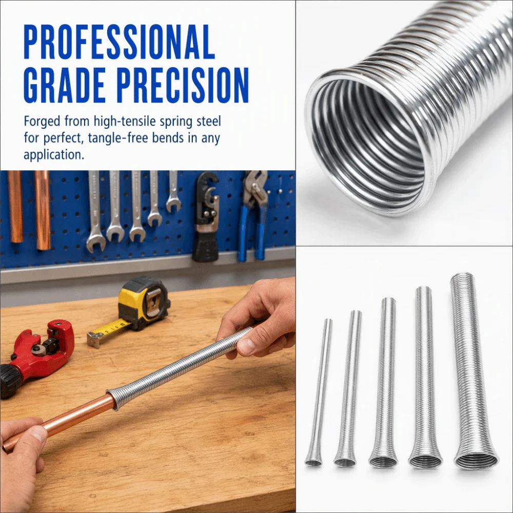 5PCS Super Elastic Spring Tube Bender Thin Wall Compatible 1/4-5/8 Inch Tubing Bender Kit Steel Tube Bender PVC Pipe Bending