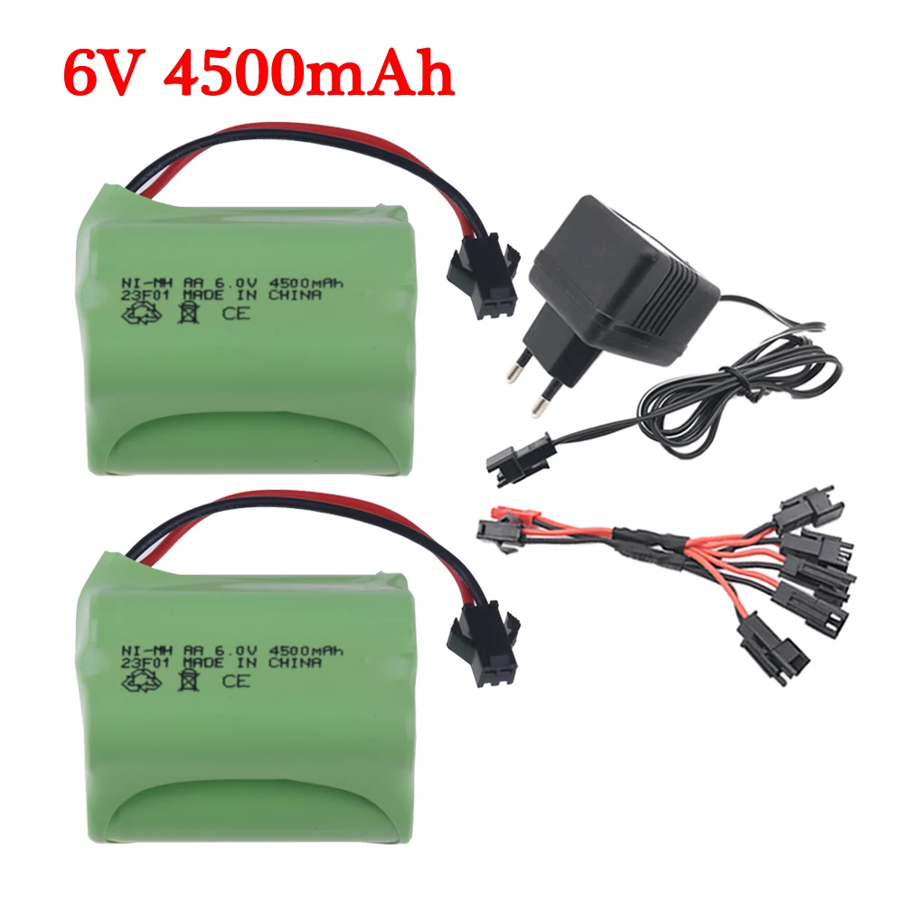 Batería NiMH de 6v y 4500mah, juegos de cargador para juguetes Rc, coches, tanques, Robots, barcos, pistolas, AA, batería recargable de 5 x AA, Ni-MH