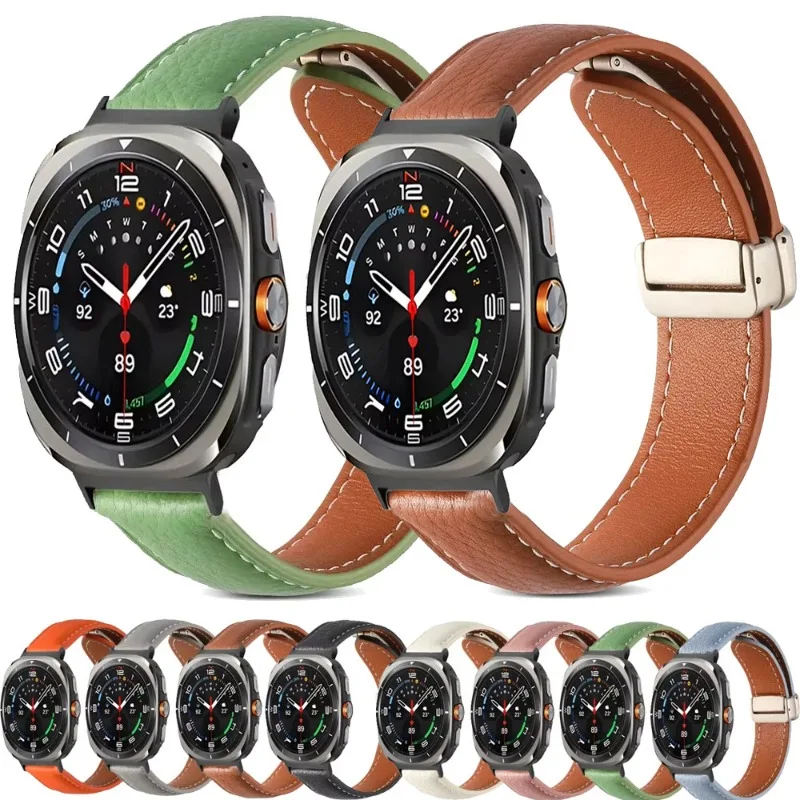 

Leather Strap for Samsung Galaxy Watch Ultra 47mm Magnetic Comfortable Bracelet Band Galaxy Watch Ultra 47mm Correa Accessories