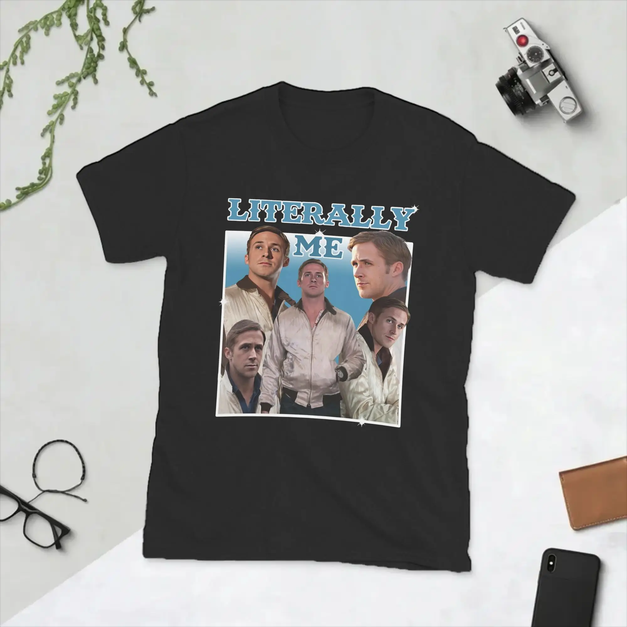 Men's Ryan Gosling Actor T Shirt  Pure Cotton Tops Vintage Short Sleeve Round Collar Tee Shirt Plus Size T-Shirts