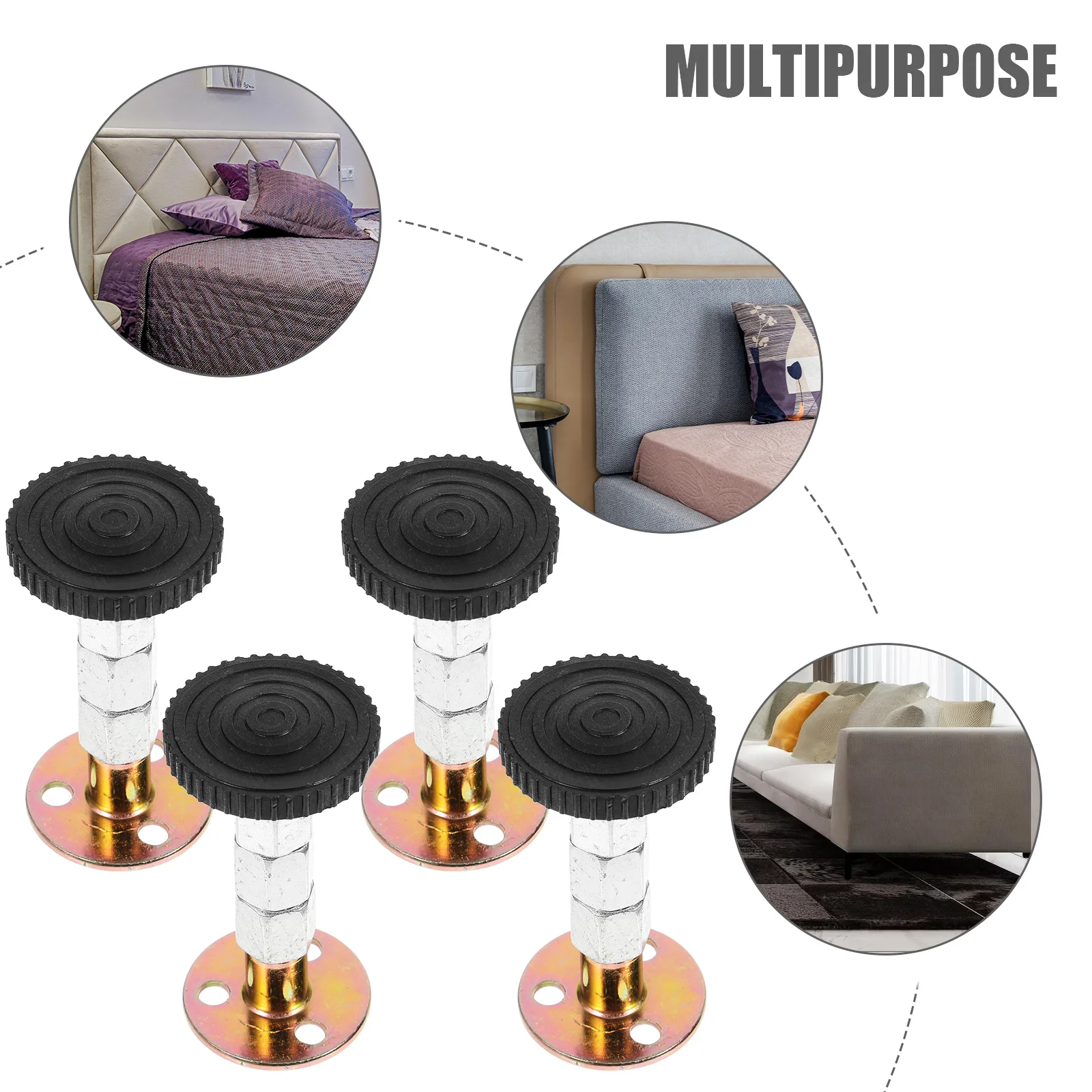 4Pcs Penahan Kepala Ranjang yang Dapat Disesuaikan, Braket Anti Goyang Peredam Suara, Penyangga Dinding, Penahan Kepala Ranjang yang Stabil untuk Tidur Nyenyak di Dinding