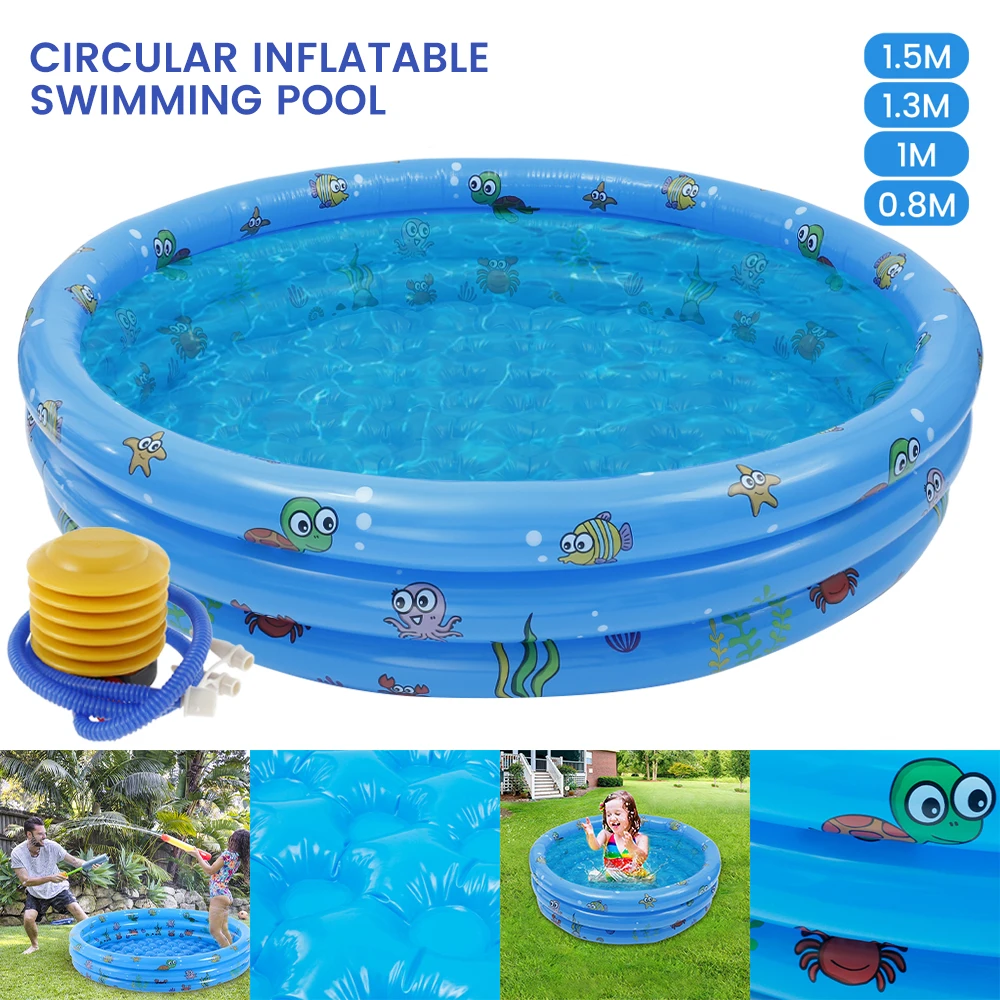 Inflatable Round Kid Paddling Swimming Pool Portable Summer Outdoor Garden Family 3 Layers Bath Tub