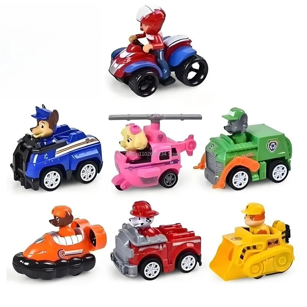 Paw Patrol Pull-Back-Autos Cartoon-Fahrzeug Chase Skye Marshall Rubble Spielset Actionfiguren-Sammlung Modellspielzeug Geburtstagsgeschenk