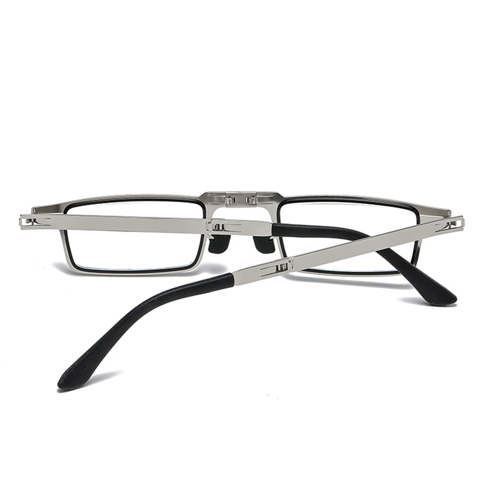 Tragbare Falten Lesebrille Männer Metall Runde Platz Anti Blau Licht Brillen Presbyopie Brillen Rahmen Dioptrien +1,0 bis +4,0 – Detail 15