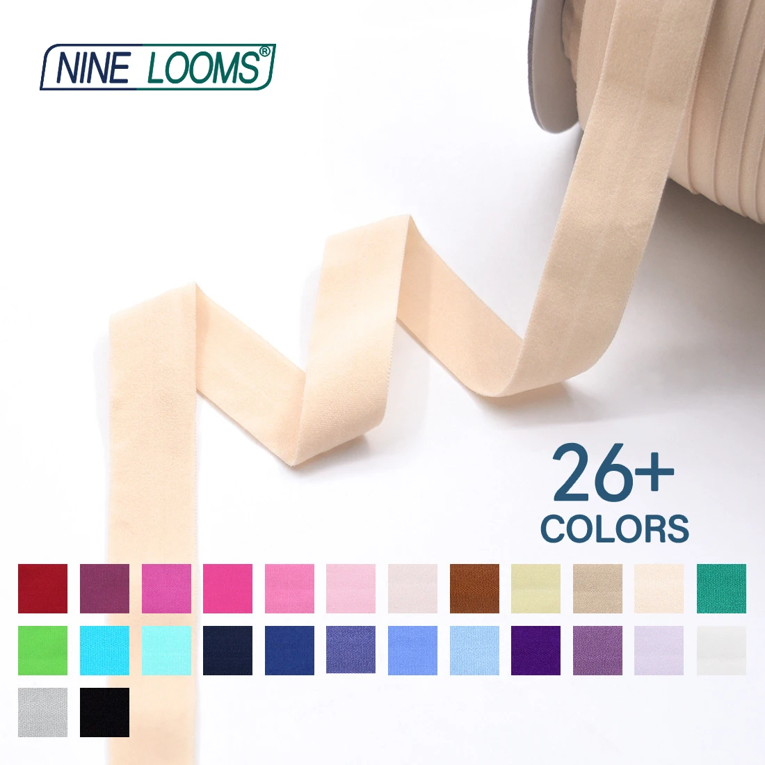 Neun Webstühle matt faltbar elastisch Feind 3/4 "20mm solide nicht glänzende Spandex Band Unterwäsche Dessous Näh besatz 50 Yard von Spule – Detail 11
