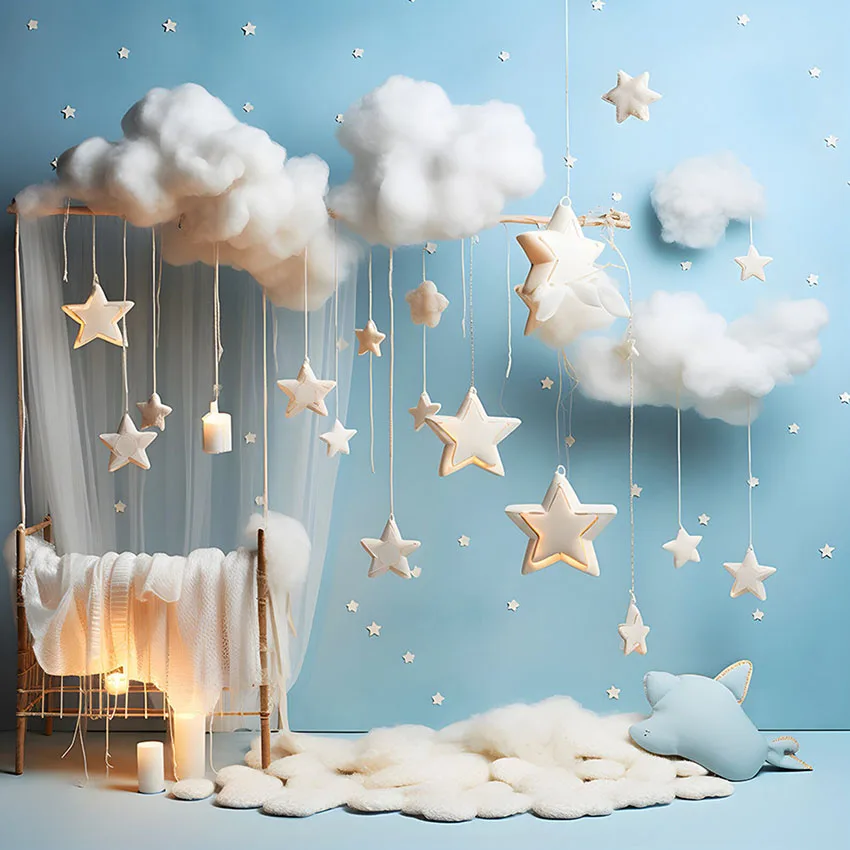 Mehofond Photography Background Glitter Stars Clouds Castle Flowers Birthday Newborn Baby Portrait Decor Backdrop Photo Studio