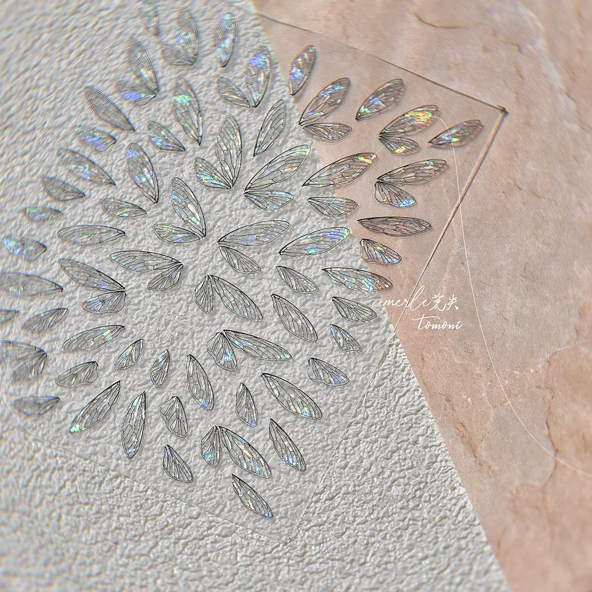 สีดําและสีขาวโปร่งใสปีกผีเสื้อสติกเกอร์เล็บคุณภาพสูงออกแบบกาวสติกเกอร์ตกแต่งเล็บ MS-771