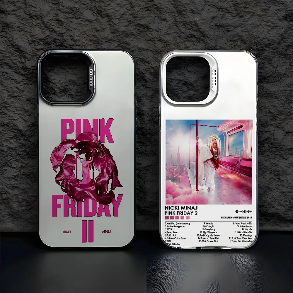 N-Nicki M-Minaj Pink Friday 2 Phone Case For IPhone 16 15 14 13 12 11 Pro Max Black Matte Multicolor Laser Metallic Aurora Funda