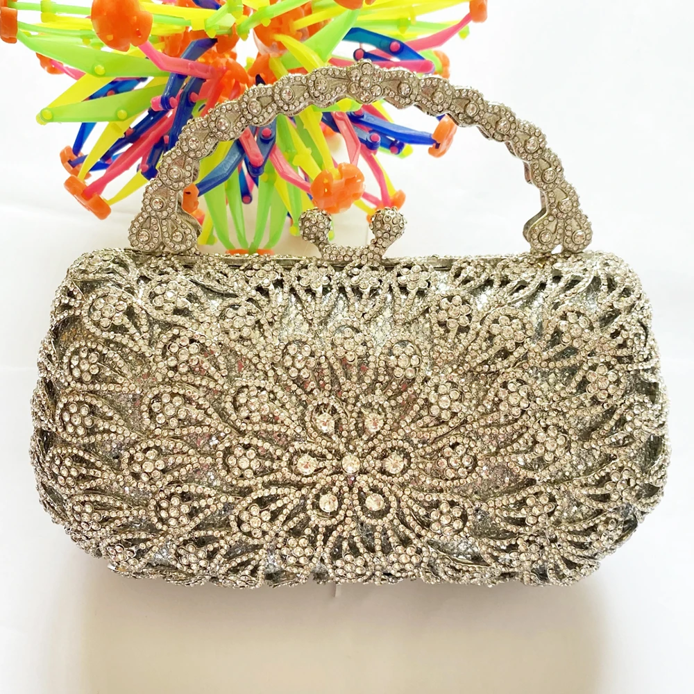 

Silver Crystal Wedding Purses Diamond Evening Bags WHTUOHWNG Diamond Women Bridal Handbags Ladies Rhinestone Party Minaudiere