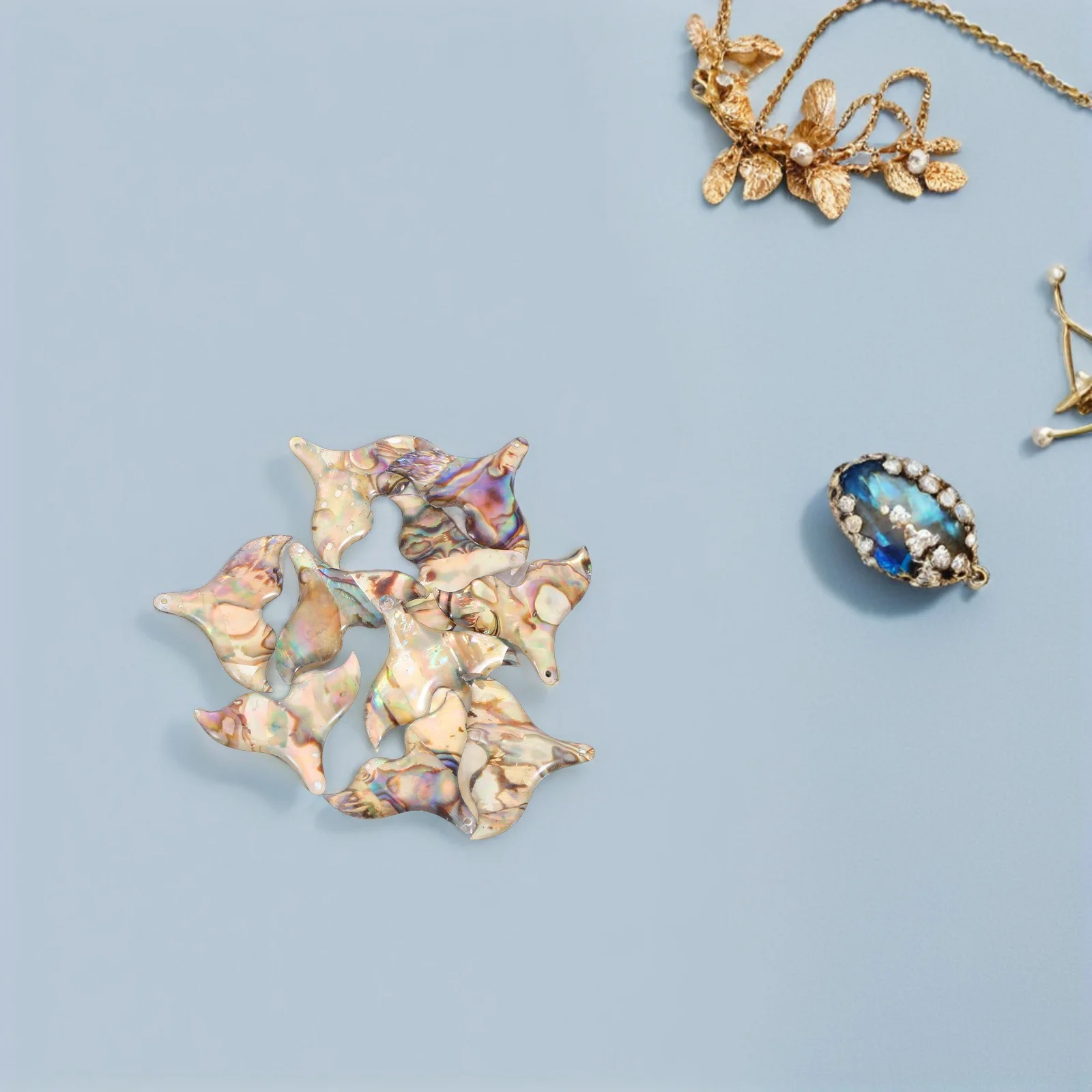 

10 Pcs Abalone Shell Pendant Materials DIY Girls Necklace Colorful Chain Supplies Mermaid Tail Shape Women Accessories Jewelry