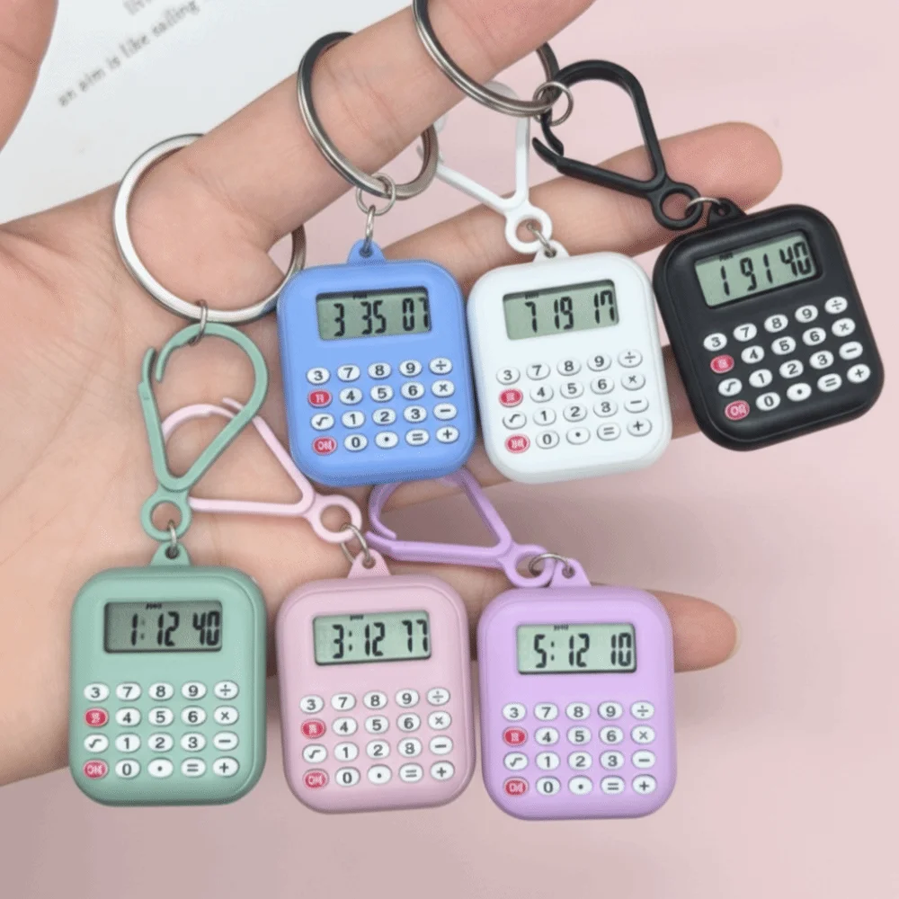 Multifunctional Mini Calculator Portable 8 Digits Display Keychain Calculator Lightweight Silent Button Electronic Calculator