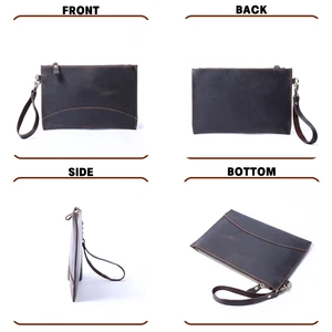 Bolsa de embreagem de couro genuíno vintage masculina, carteira longa bolsa de couro de primeira camada, titular do cartão retrô, suporte do telefone 4 principais vendas true me cabelo organico - №3