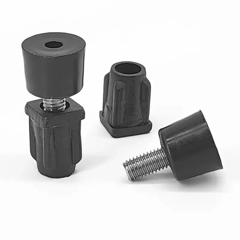 10PCS 5mm Screw Adjustable Leveling Feet 10x10mm Square Plastic Nut Plugs Foot Inserts for Furniture Table Chair Legs